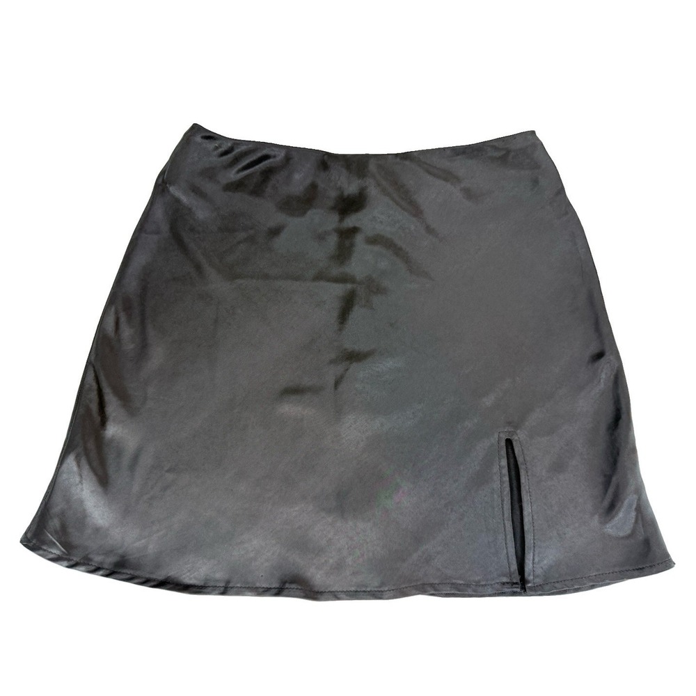 Princess Polly Black Satin Mini Skirt Women's US 8 Y2K Little Black Skirt GNO - Picture 2 of 9